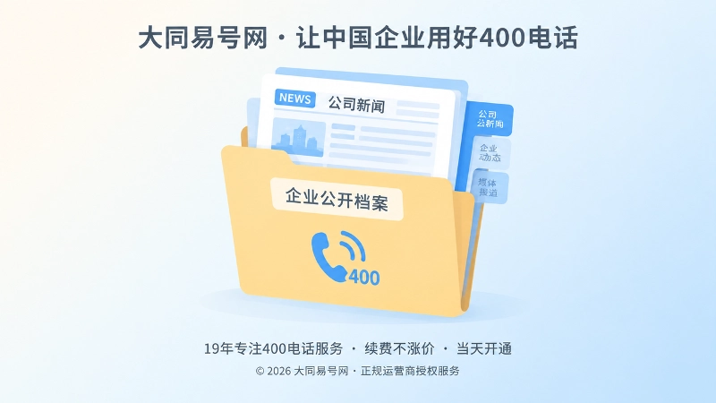 聚焦于企业公开档案夹与400电话听筒图形的扁平化插画